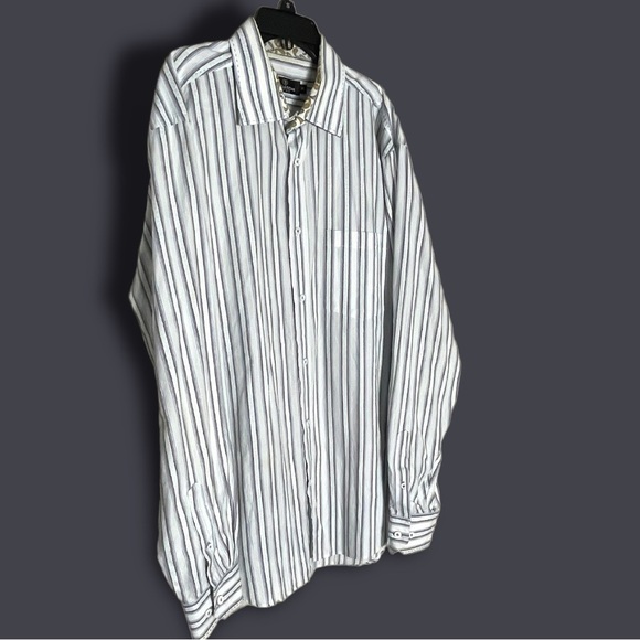 bugatchi Striped Long Sleeve Cotton Button Down Size Extra Large - Picture 2 of 16